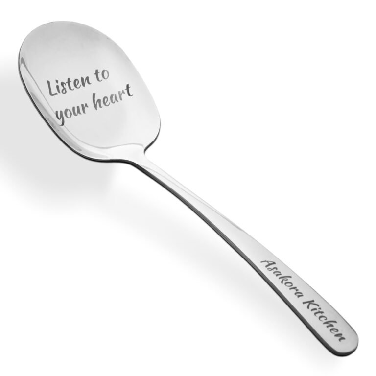 Silver spoon with "Listen to your heart" and "Asakora Kitchen" engraved