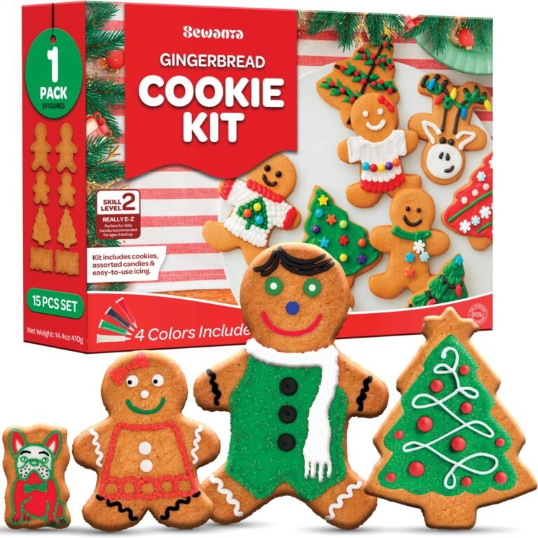 Gingerbread cookie kit with decorated cookies, icing, and a box